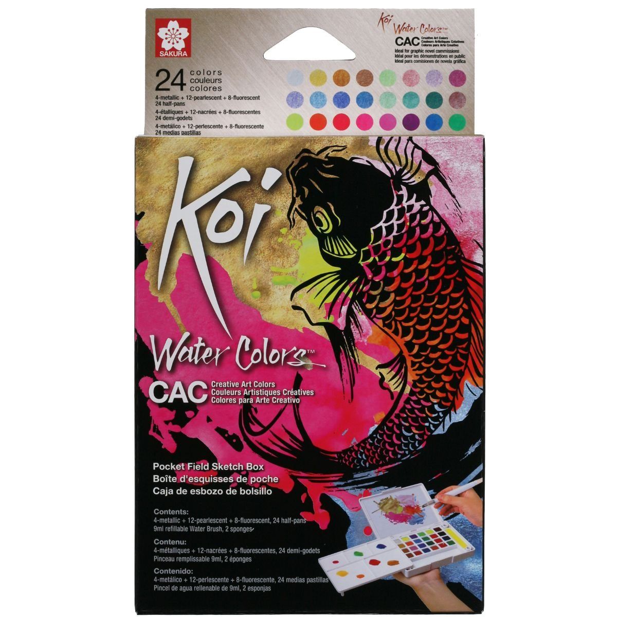 SAKURA - Acuarela en Pastillas Sakura Koi Set 24 Colores + Pincel