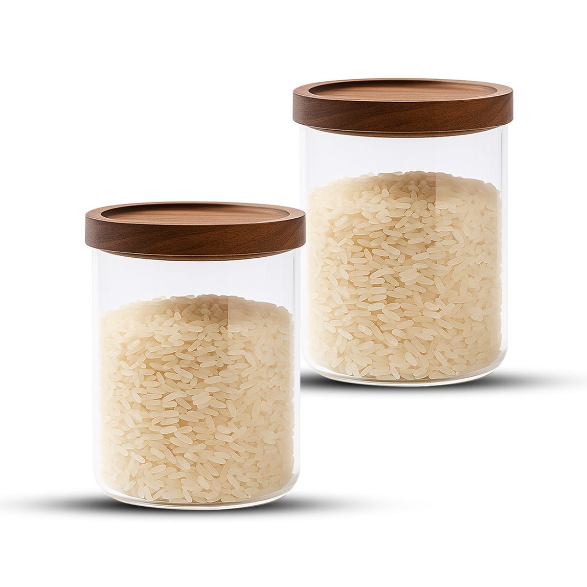 GENERICO - Pack 2 Frasco Contenedor Tarro Hermético Vidrio Acacia 800ml