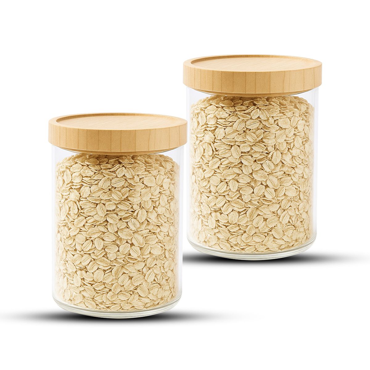 GENERICO - Pack 2 Frasco Contenedor Tarro Hermético Vidrio Bambú 1000ml