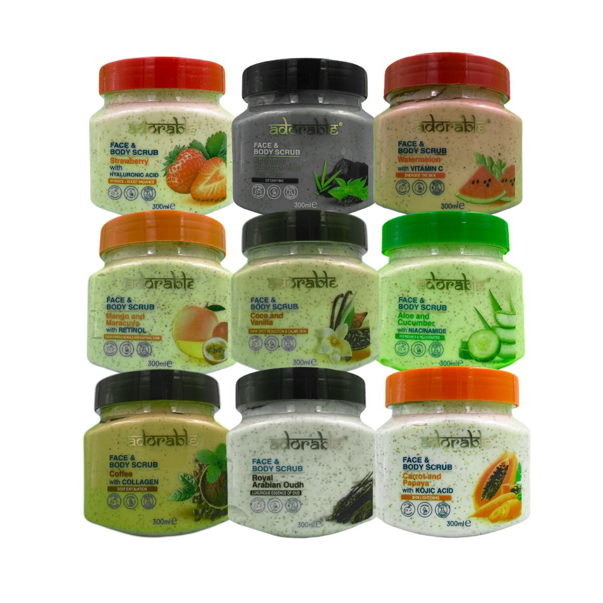ADORABLE - Pack Adorable 9 Exfoliantes Surtidos 300 ml