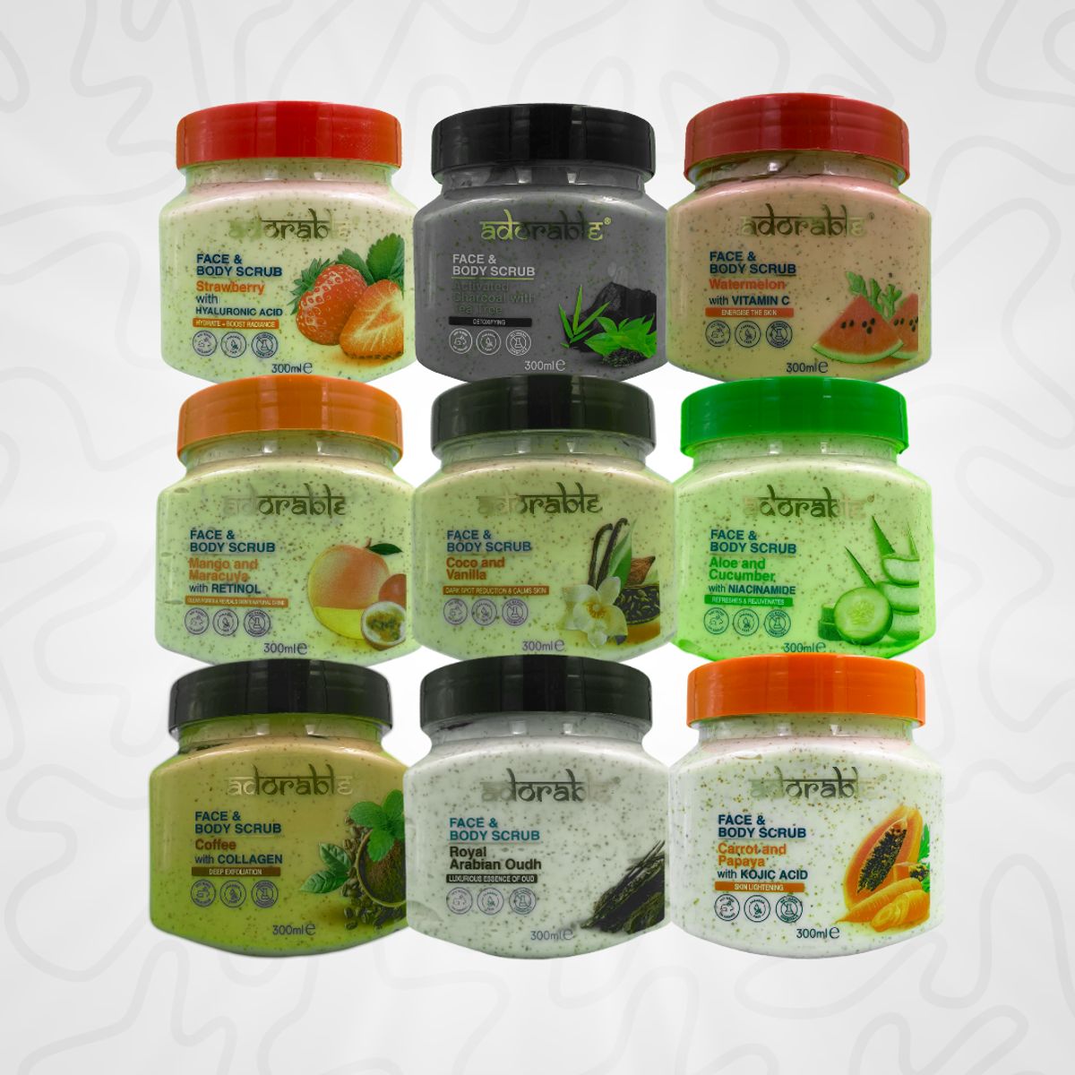 ADORABLE - Pack Adorable 9 Exfoliantes Surtidos 300 ml