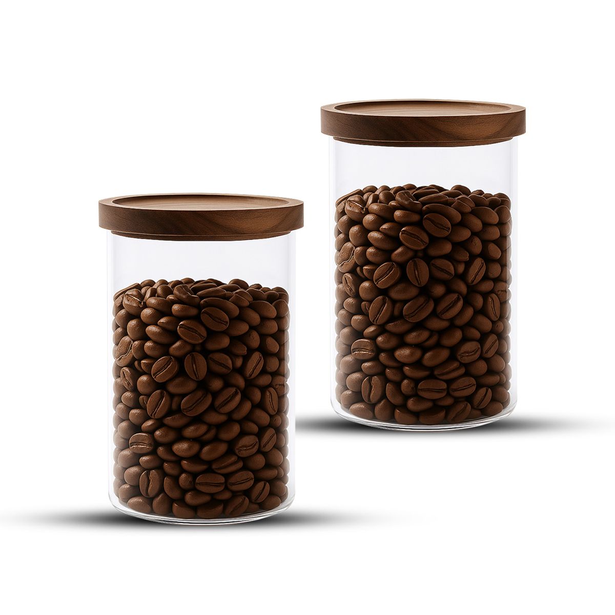 GENERICO - Pack 2 Contenedor Tarro Hermético Vidrio Tapa Acacia 1000ml