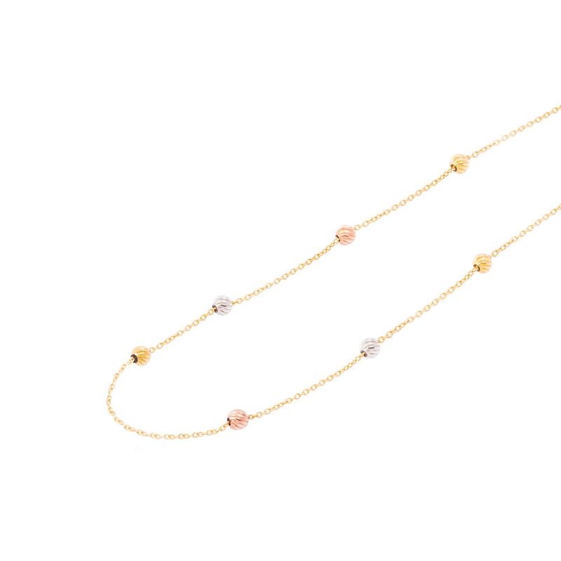 JB JOYAS BARON - Collar de Oro Amarillo 18kt Esferas Tricolor
