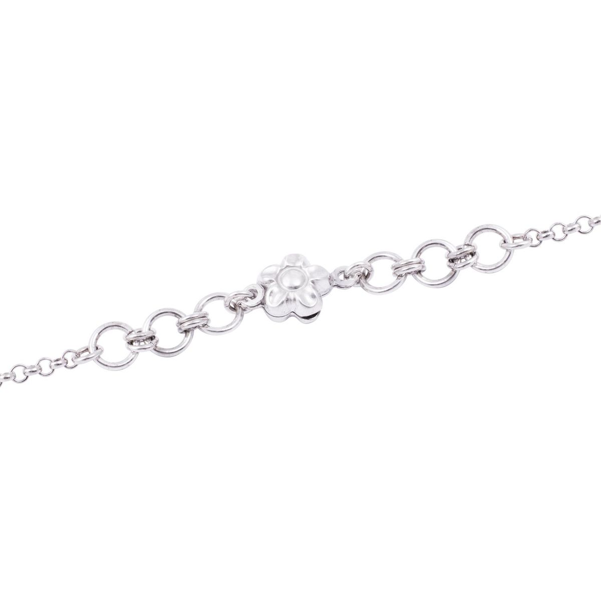JB JOYAS BARON - Pulsera de Plata Esterlina 925 Flor Central