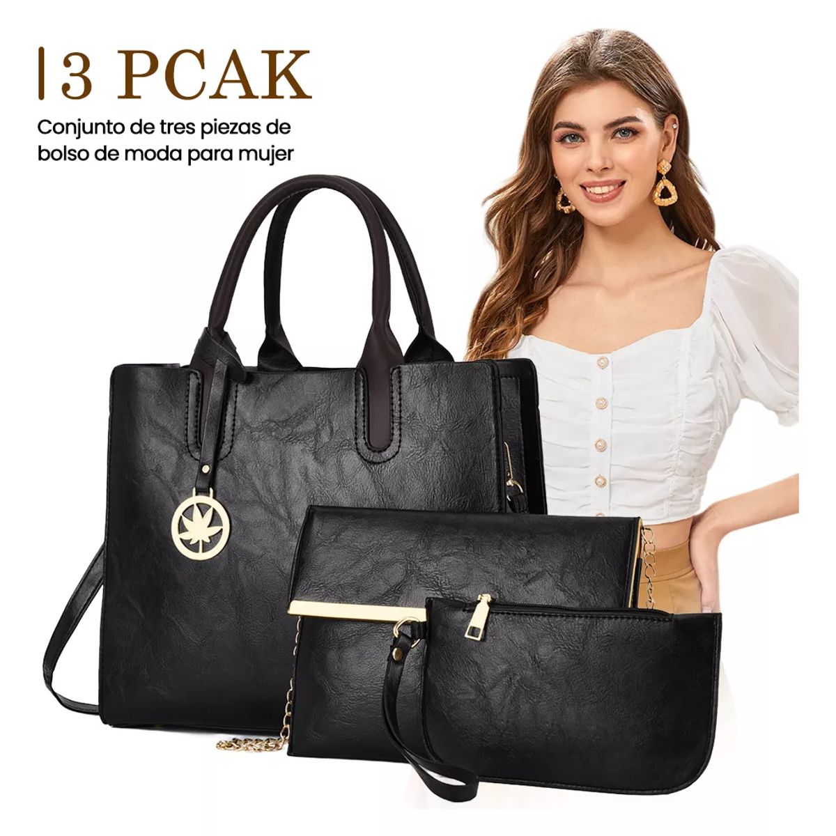 TIOZONEY - Set 3 Bolsas Bandolera Mujer Cosmetiquera