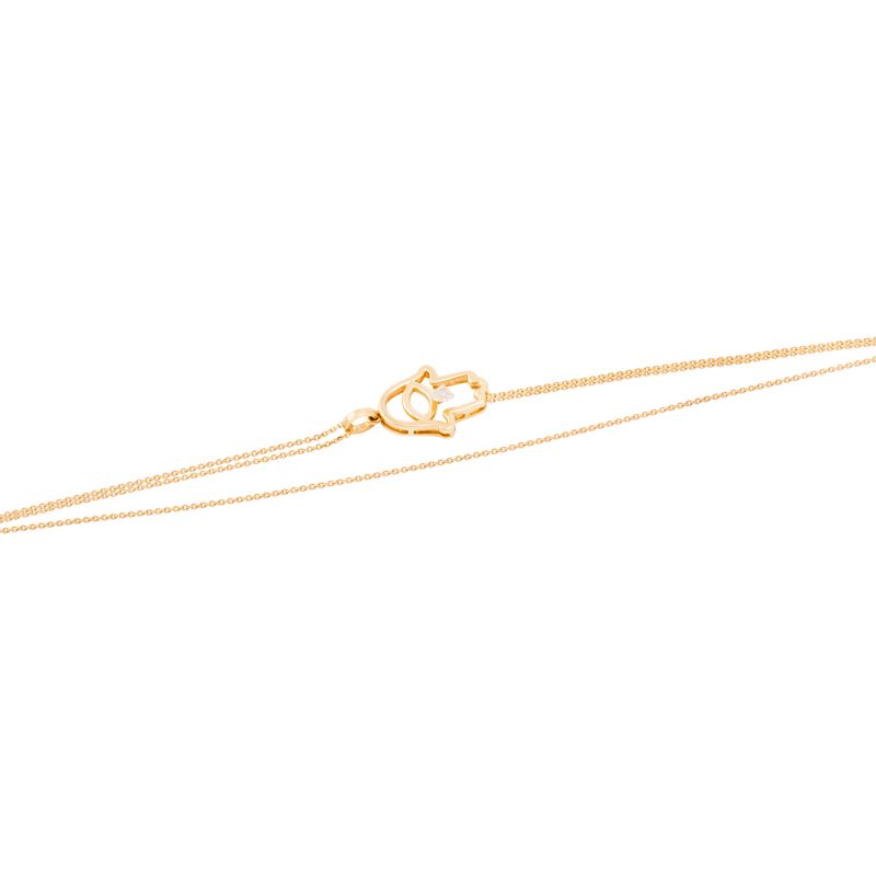 JB JOYAS BARON - Collar de Oro Amarillo 18kt Mano de Fátima con Diamante 12Pts