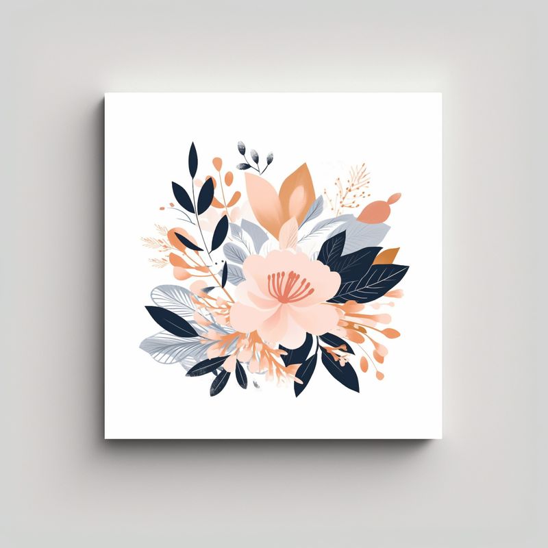 GENERICO - Elegante Pintura Floral Moderna Estilo Vintage 70x70 Cm