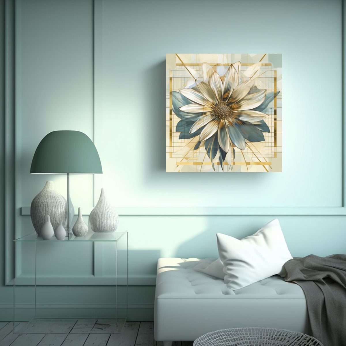 GENERICO - Visión Futurista Daisy Metálica Decorativo 90x90 Cm