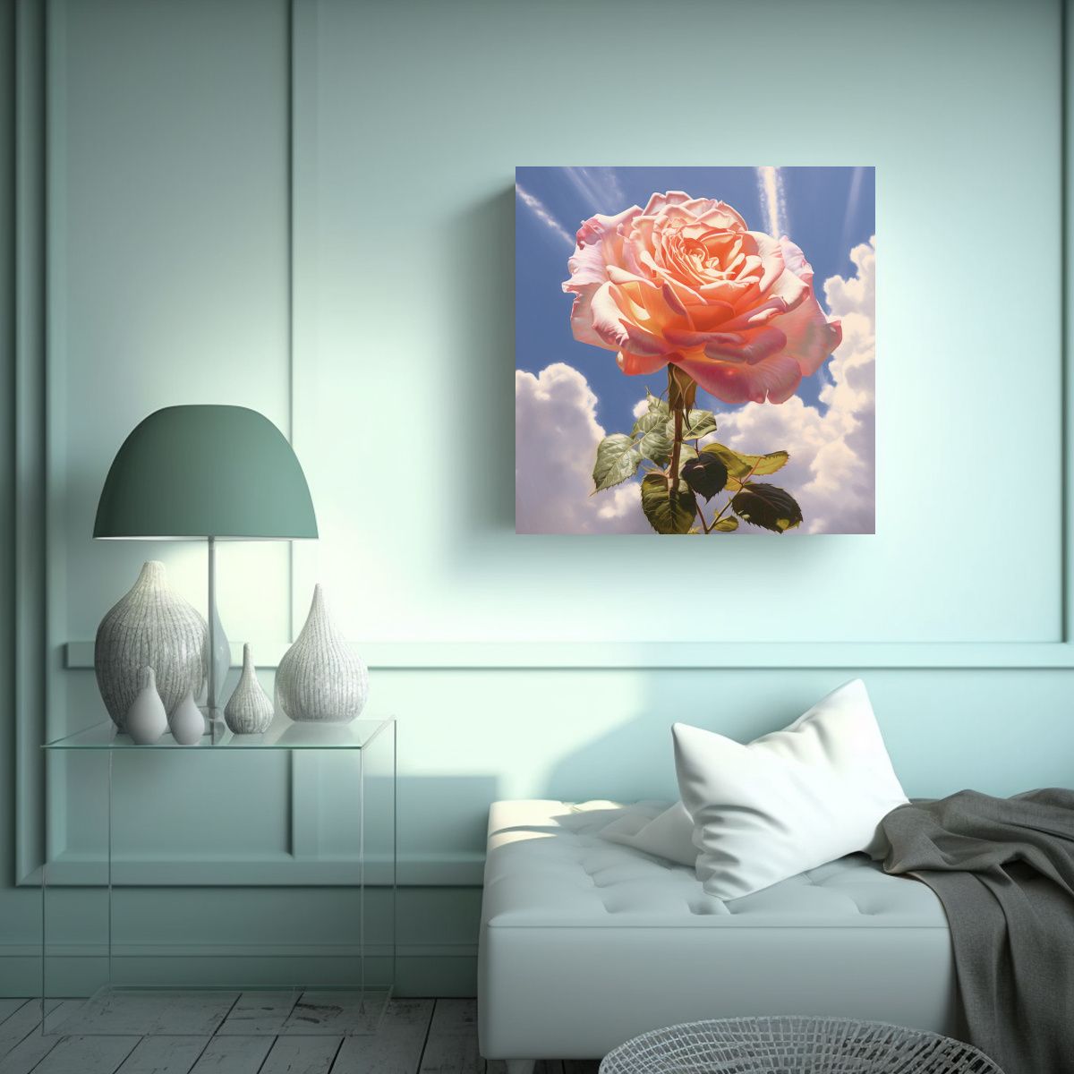 GENERICO - Majestuosas Rosas Galería Estilo Cuadro Día De 50x50 Cm