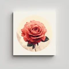 GENERICO - Cuadro Vintage Rosa Roja Expresividad Tono Real Y 50x50 Cm