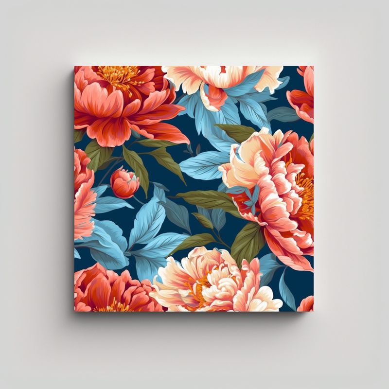 GENERICO - Jibbity Peony Flower Lienzo Verano Brillo 90x90 Cm