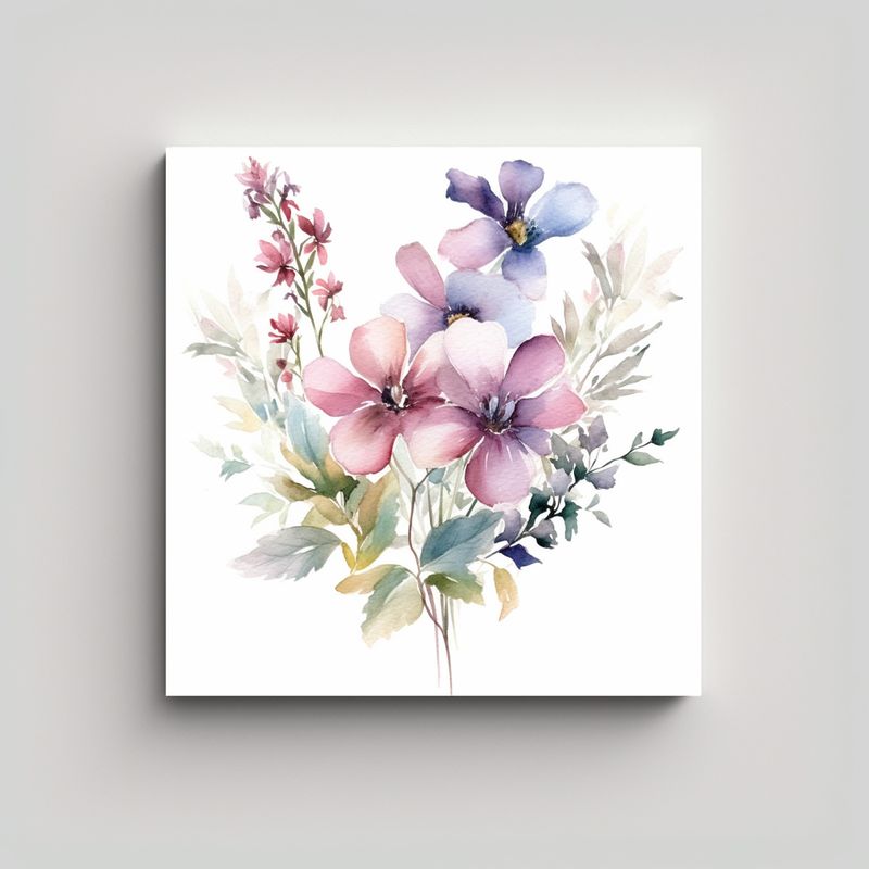 GENERICO - Florales Acuarela Sala Decoración Cottagecore 60x60 Cm