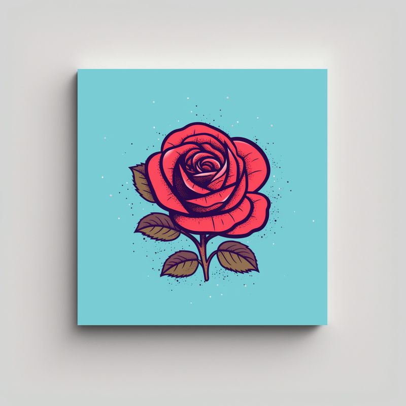 GENERICO - Ilustración Vectorial Rosa Multicolor 70x70 Cm