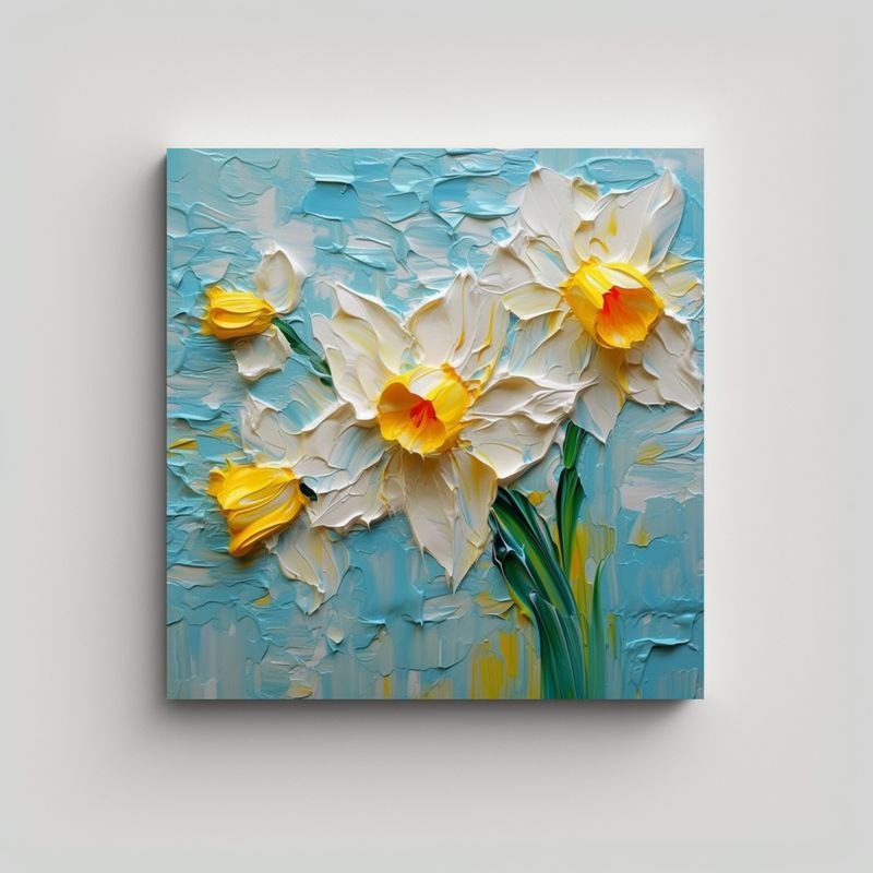 GENERICO - Abstracto Textura Bastidor Tela Diseño Daffodils 90x90 Cm