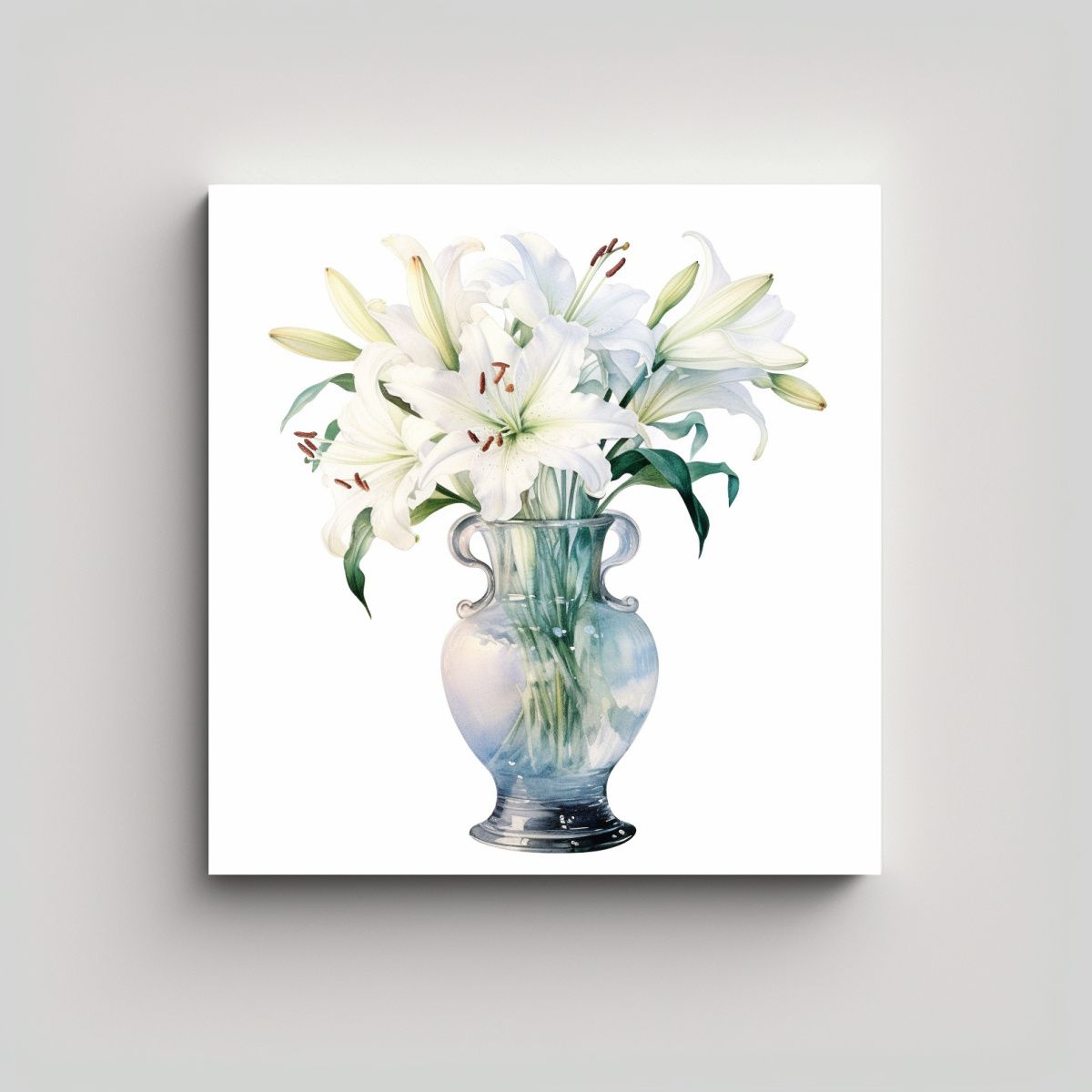 GENERICO - Lienzo Acuarela Flor De Lirio En Vaso 50x50 Cm