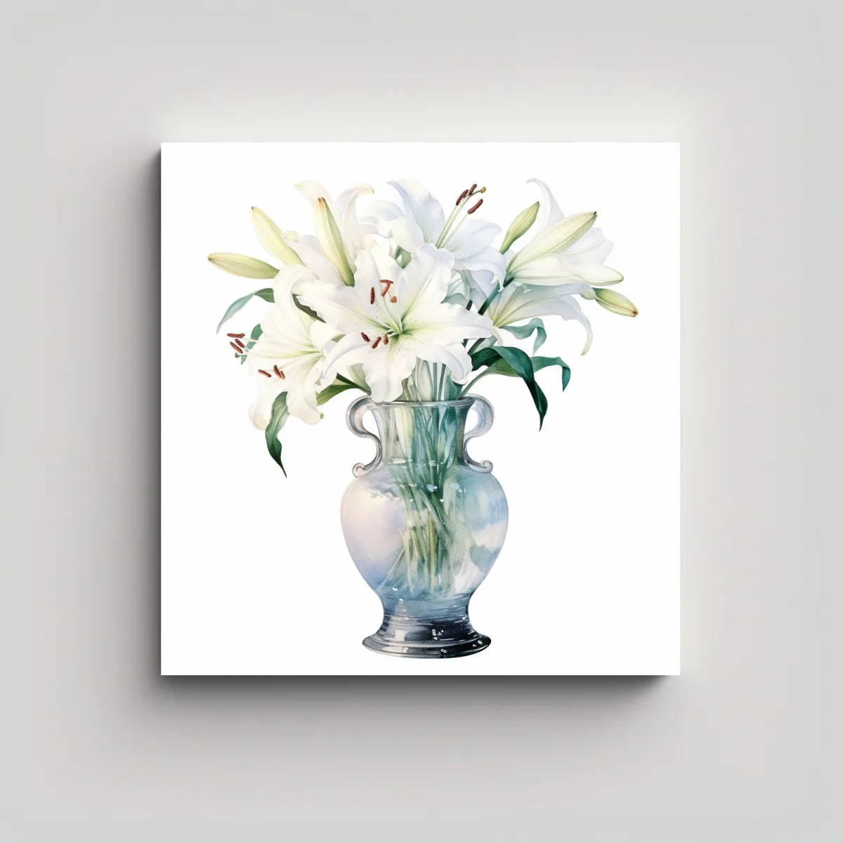 GENERICO - Lienzo Acuarela Flor De Lirio En Vaso 50x50 Cm