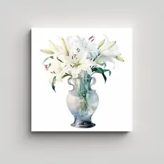 GENERICO - Lienzo Acuarela Flor De Lirio En Vaso 50x50 Cm