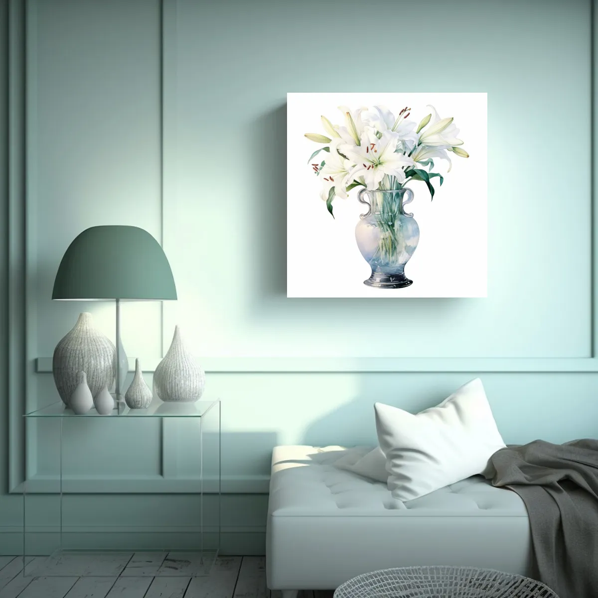 GENERICO - Lienzo Acuarela Flor De Lirio En Vaso 50x50 Cm