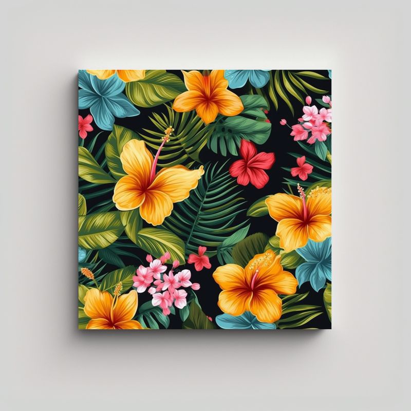 GENERICO - Tropical Floral Arte Gráfico Lienzo Imagen 70x70 Cm