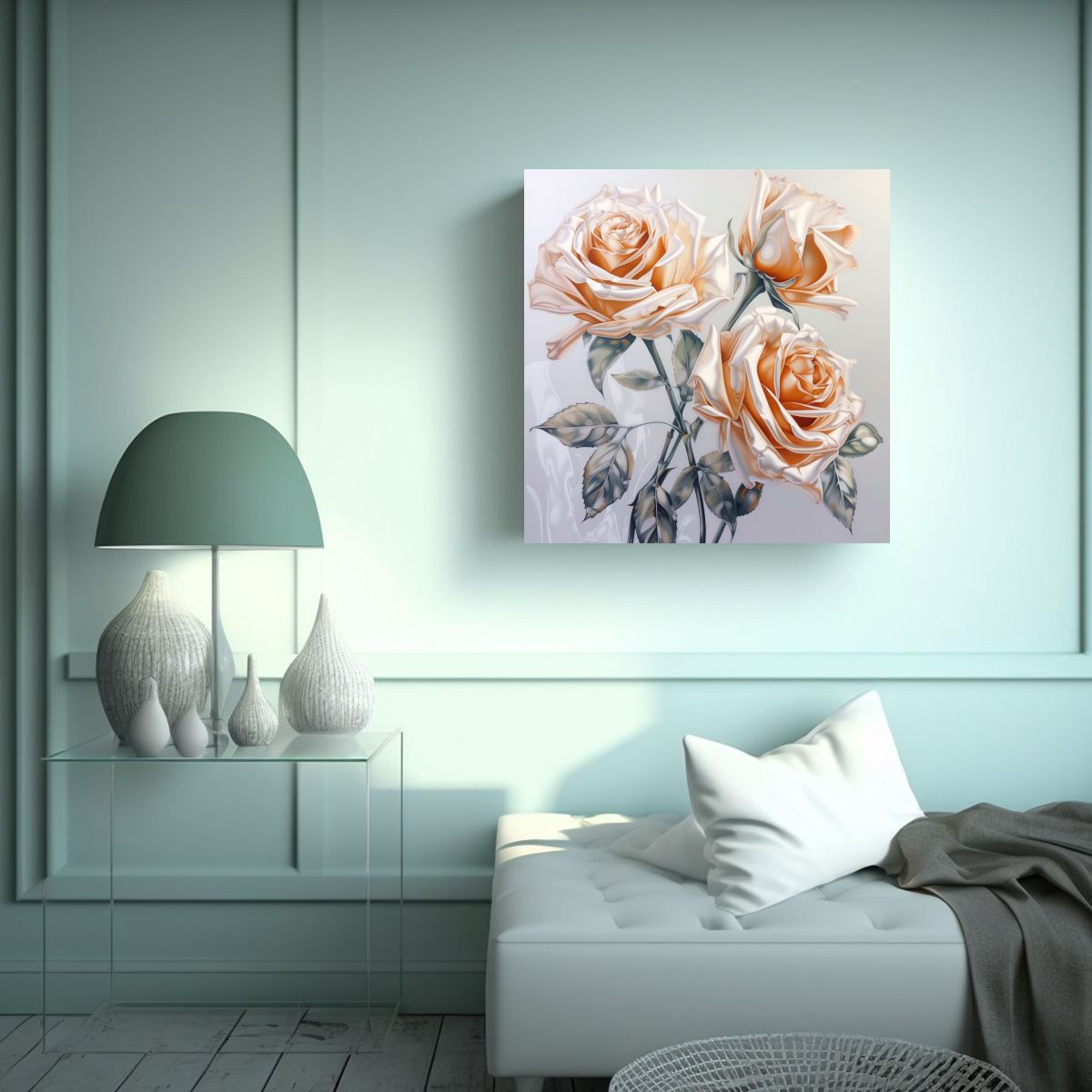 GENERICO - Bellas Rosas Metálicas Abstractas Sobre Fondo 50x50 Cm