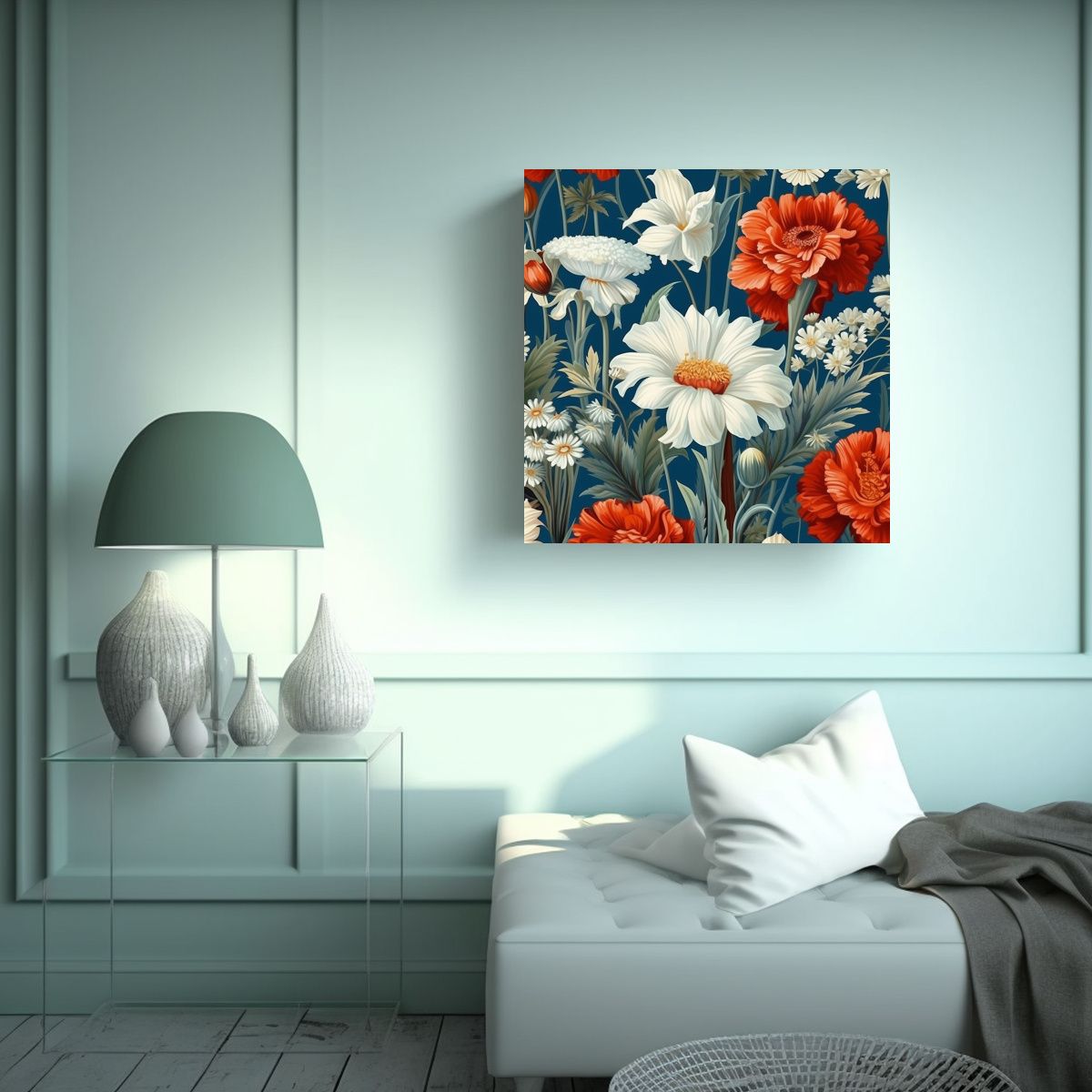GENERICO - Pintura Decorativa Vintage Flores Silvestres Lujo 50x50 Cm