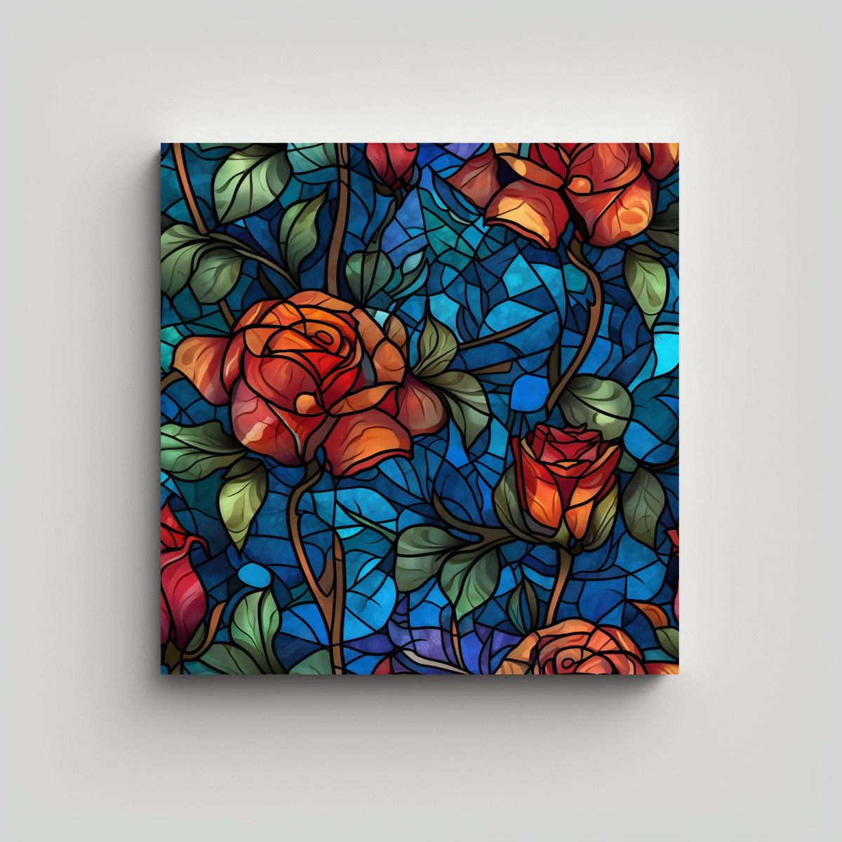 GENERICO - Patrón De Rosas Vidrieras Canva Calidos 50x50 Cm