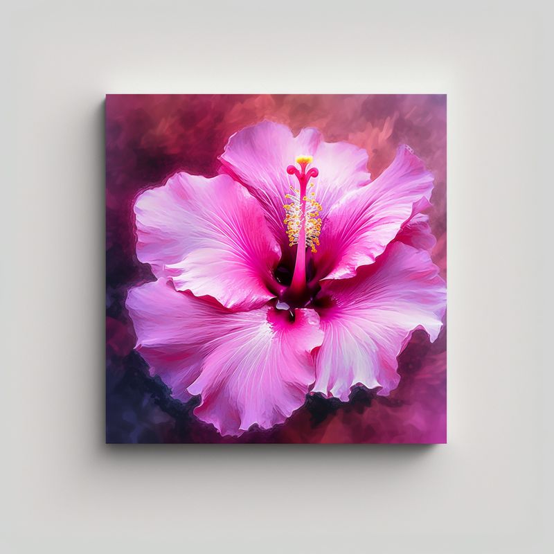 GENERICO - Adorno Tema Canva Hibiscus Rosa Audaz Fondos 60x60 Cm