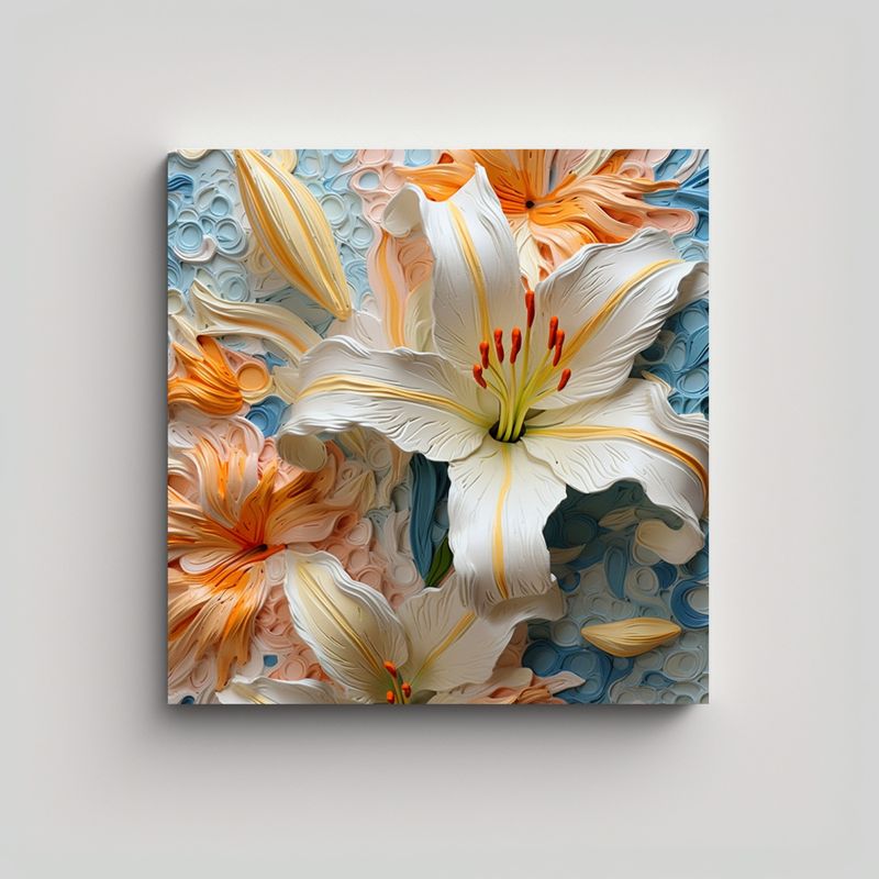 GENERICO - Arte Pared 3D Colorido Lirio Pigmento Lienzo Luz 50x50 Cm