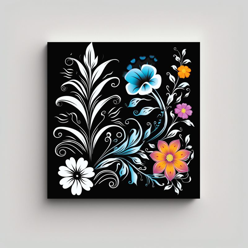 GENERICO - Impresionante Lienzo Arte Floral Vectorial 80x80 Cm