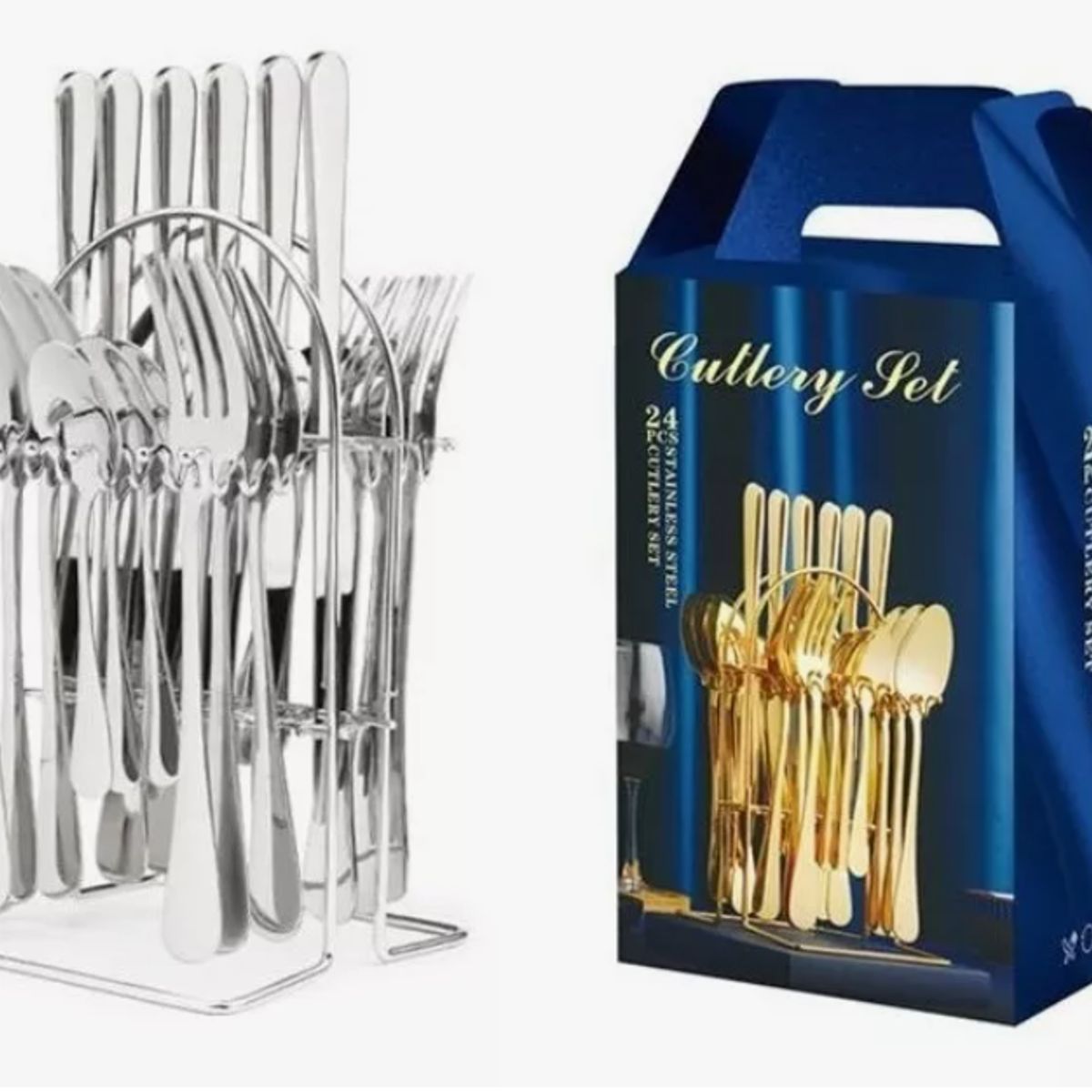 GENERICO - Cubiertos 24 Piezas Acero Inoxidable - Set De Utensilios plateado