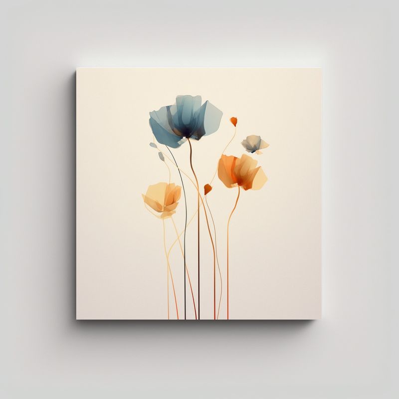 GENERICO - Flores Abstractas Minimalistas Adorables Lienzo 60x60 Cm