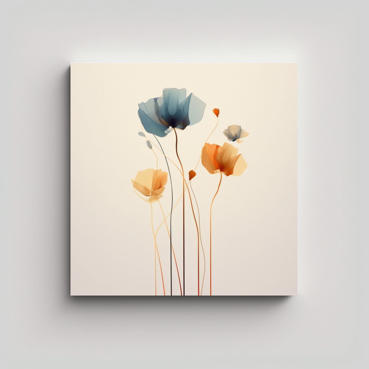 GENERICO - Flores Abstractas Minimalistas Adorables Lienzo 50x50 Cm