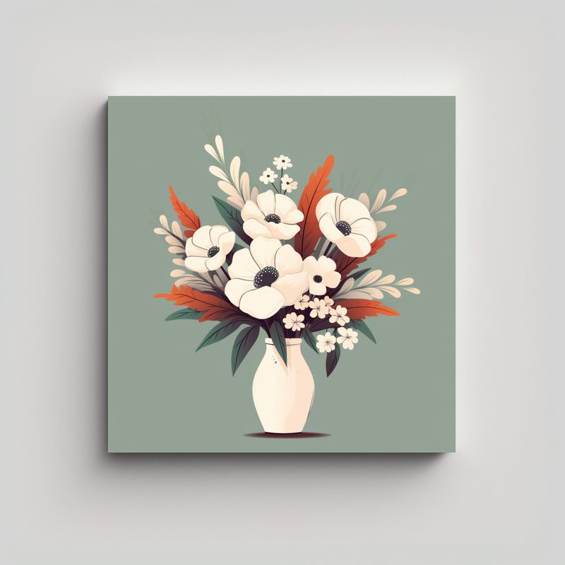 GENERICO - Imagen Minimalista De Ramo Floral Arte De Pared 70x70 Cm