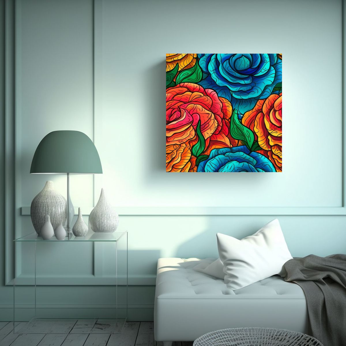 GENERICO - Reflejo Jibbity Ilustración Flores De Rosa 60x60 Cm