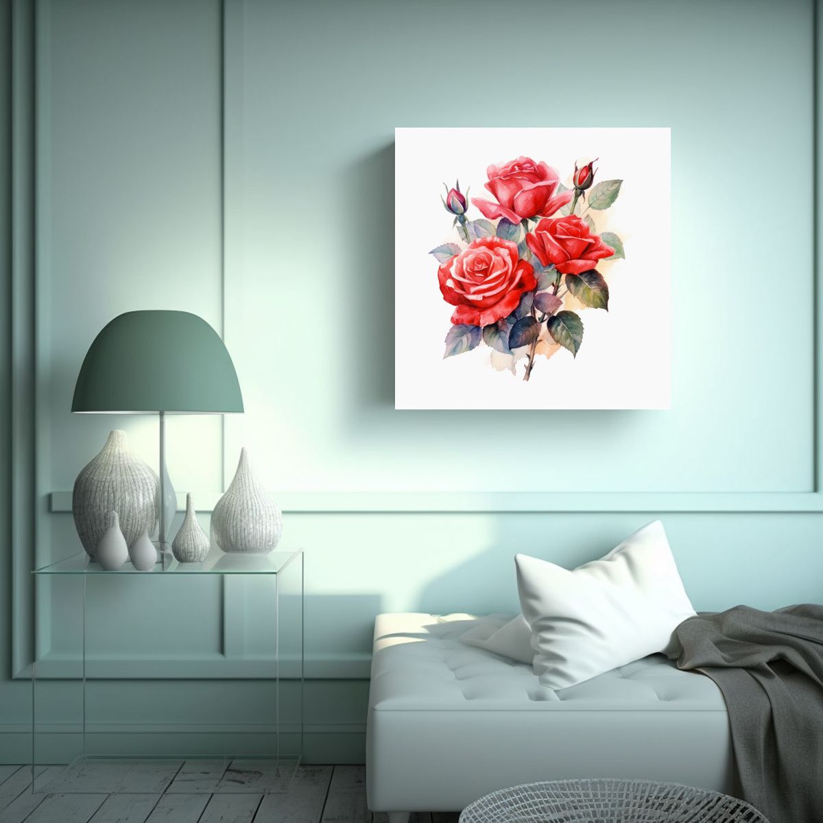 GENERICO - Patrón Intenso Surrealista Lienzo Tela Rosa Roja 50x50 Cm
