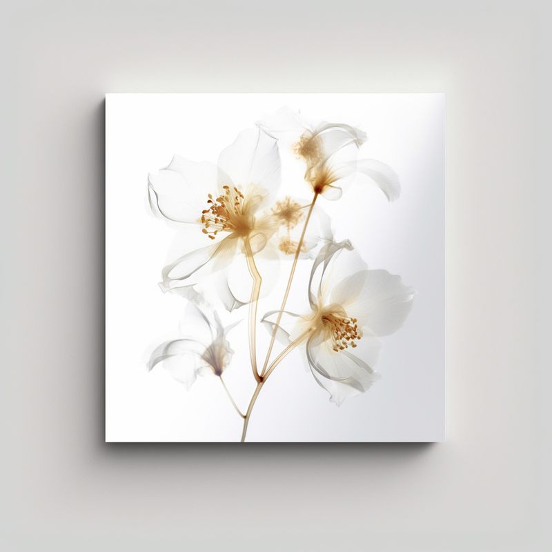 GENERICO - Arte Asiático Floral Etereo Transparente En Tela 70x70 Cm