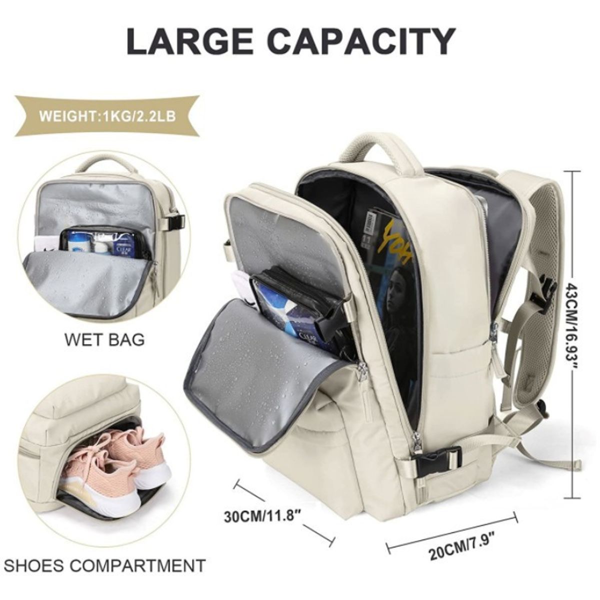 TIOZONEY - Mochila de viaje para mujeres hombros