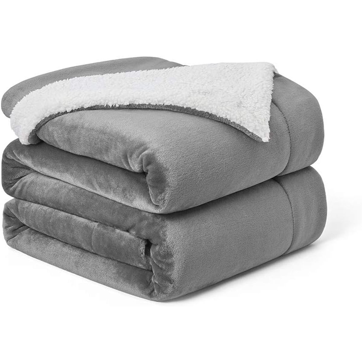 GENERICO - Frazada Polar Plush Térmica Con Chiporro Sherpa 2plz Suave GrisClaro