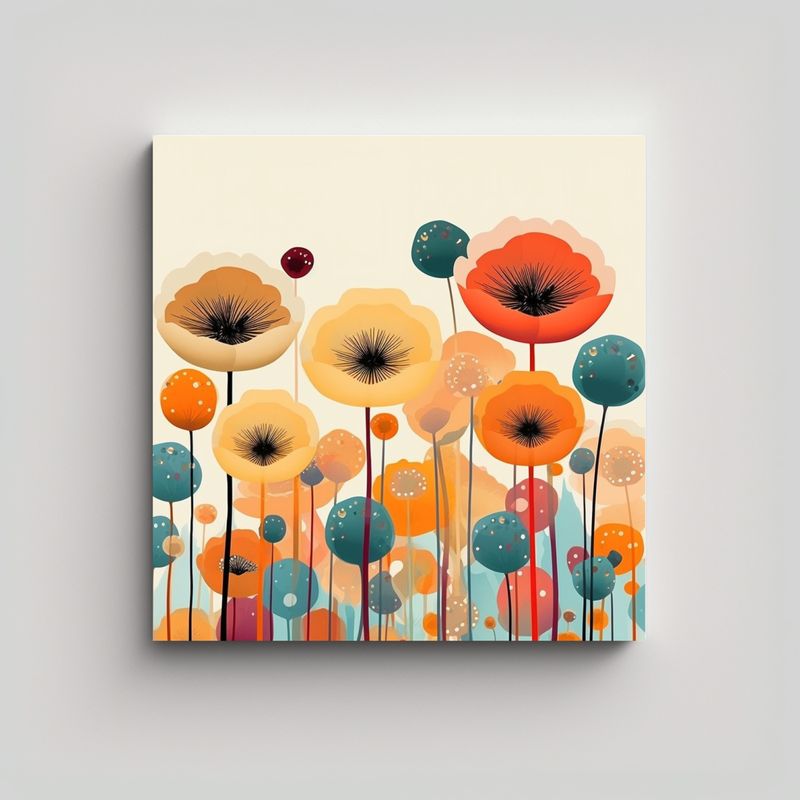 GENERICO - Arte Pared Vibrante Armonía Colores Flores 60x60 Cm