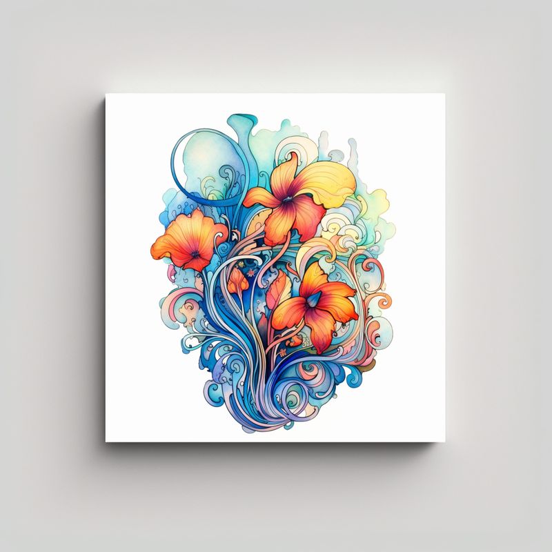 GENERICO - Cuadro Vanguardia Urbano Psicodélico Flores 70x70 Cm