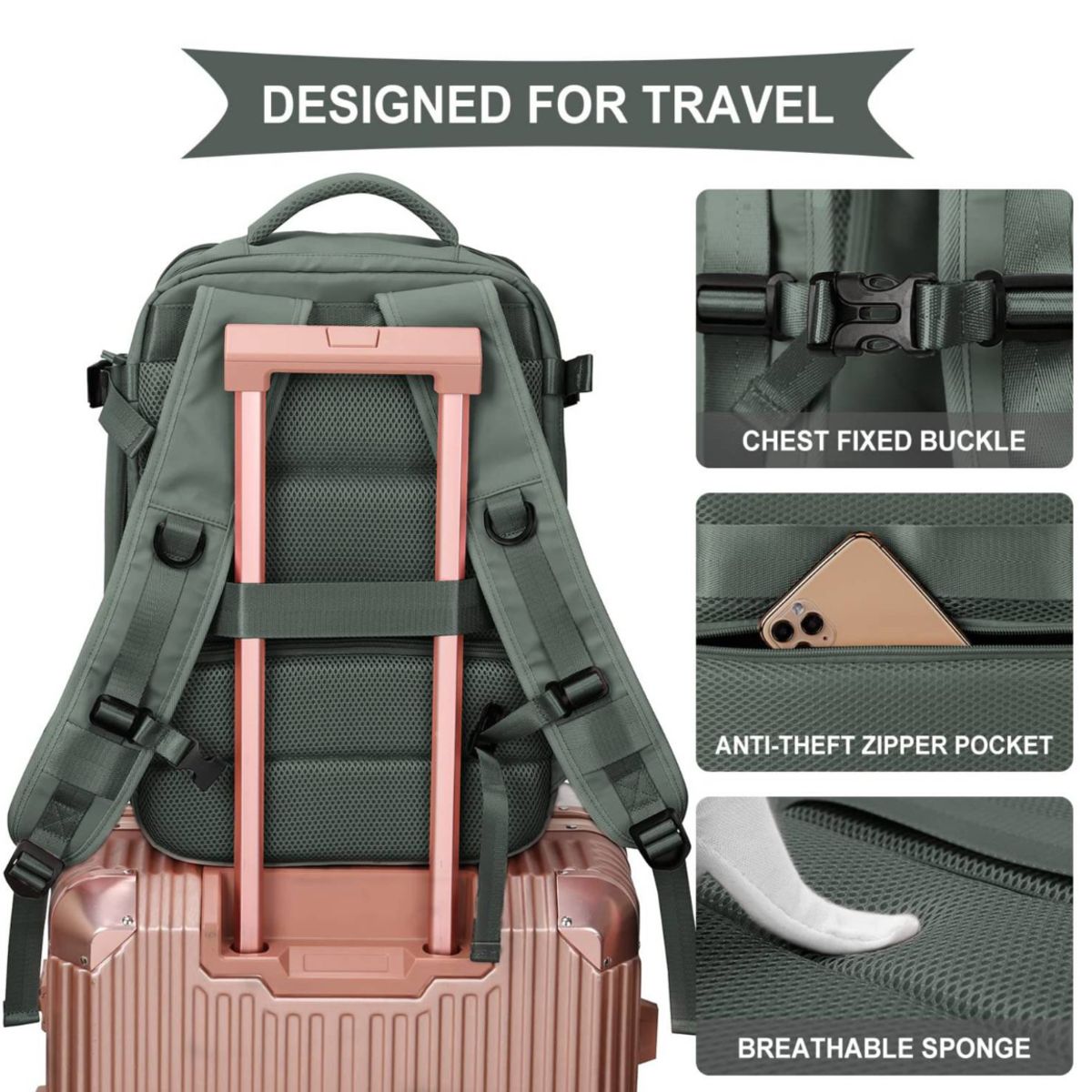TIOZONEY - Mochila de viaje para mujeres hombros