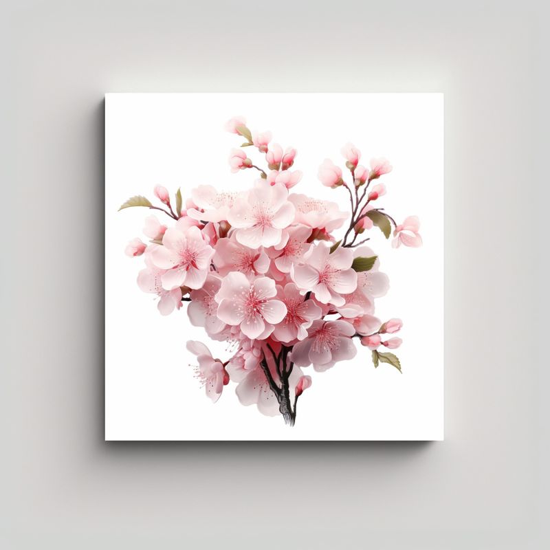 GENERICO - Lienzo Equilibrado Sakura Blanco Composición 60x60 Cm