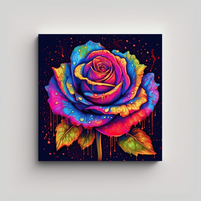 GENERICO - Arte Psicotrópico Intenso Rosa Estilo Cuadro 50x50 Cm