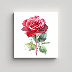 GENERICO - Romántica Rosa Roja Acuarela Composición 60x60 Cm