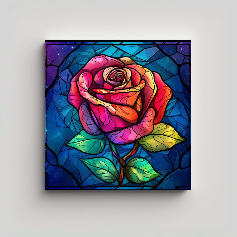 GENERICO - Diseño Mágico De Rosa Vidriera Vintage En Tela 50x50 Cm