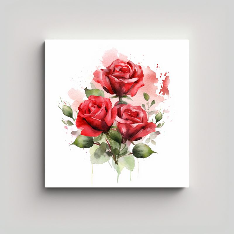 GENERICO - Cuadro Lienzo Tela Estilo Rosa Acuarela Arte 70x70 Cm