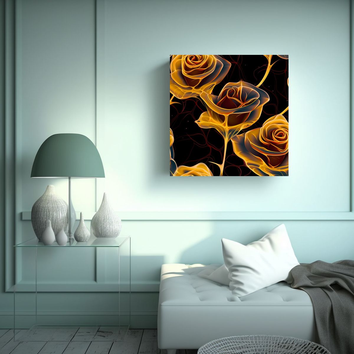GENERICO - Reflejo Amarillo Rosa En Vidrio Estilo 50x50 Cm