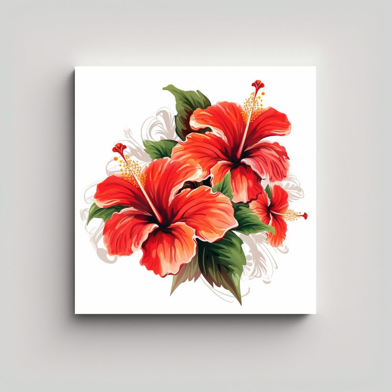 GENERICO - Cuadro Moderno Floral Hibisco Para Decoración 70x70 Cm