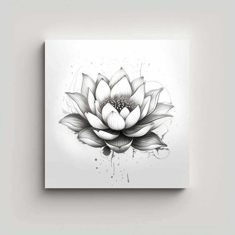 GENERICO - Arte Decorativo Blanco Y Negro Con Flor De Loto 80x80 Cm