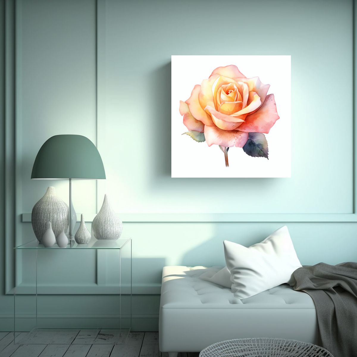 GENERICO - Arte Vectorial Rosa Acuarela Fantástica Cuadro 90x90 Cm
